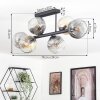 Ripoll ceiling light, globe light Amber, clear, Smoke-coloured, 6-light sources