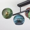 Koyoto ceiling light, globe light blue, green, coppery, 5-light sources