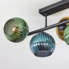 Koyoto ceiling light, globe light blue, gold, green, 5-light sources