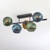 Koyoto ceiling light, globe light blue, gold, green, 5-light sources
