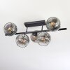 Ripoll ceiling light, globe light chrome, clear, Smoke-coloured, 5-light sources