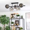 Ripoll ceiling light, globe light chrome, clear, Smoke-coloured, 5-light sources