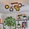 Koyoto ceiling light, globe light blue, gold, green, 5-light sources
