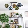Koyoto ceiling light, globe light blue, gold, green, 5-light sources