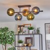Koyoto ceiling light, globe light blue, gold, green, 5-light sources