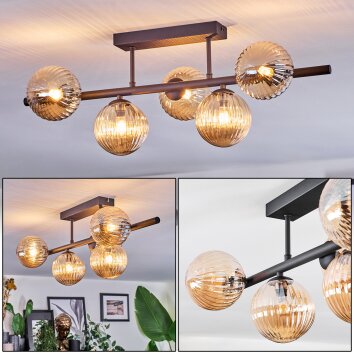 Chehalis ceiling light, globe light black, 5-light sources