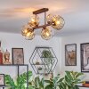 Ripoll ceiling light, globe light Amber, clear, 6-light sources