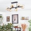 Ripoll ceiling light, globe light Amber, clear, 6-light sources