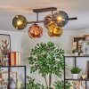 Ripoll ceiling light, globe light blue, chrome, gold, green, coppery, Smoke-coloured, 5-light sources