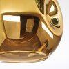 Ripoll ceiling light, globe light blue, chrome, gold, green, coppery, Smoke-coloured, 5-light sources