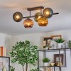 Koyoto ceiling light, globe light blue, gold, green, coppery, 5-light sources