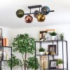 Koyoto ceiling light, globe light blue, chrome, gold, green, coppery, Smoke-coloured, 5-light sources