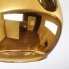 Koyoto ceiling light, globe light blue, chrome, gold, green, coppery, Smoke-coloured, 5-light sources