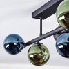 Chehalis ceiling light, globe light blue, green, coppery, 5-light sources