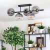 Koyoto ceiling light, globe light clear, Smoke-coloured, 5-light sources