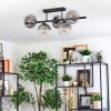 Koyoto ceiling light, globe light clear, Smoke-coloured, 5-light sources
