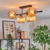 Koyoto ceiling light, globe light Amber, 5-light sources