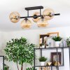 Koyoto ceiling light, globe light Amber, 5-light sources