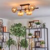 Koyoto ceiling light, globe light Amber, 5-light sources