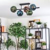 Ripoll ceiling light, globe light blue, green, coppery, 5-light sources