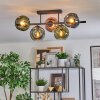 Ripoll ceiling light, globe light blue, green, coppery, 5-light sources