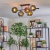 Ripoll ceiling light, globe light blue, green, coppery, 5-light sources