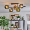 Ripoll ceiling light, globe light blue, gold, green, 5-light sources