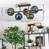 Ripoll ceiling light, globe light blue, gold, green, 5-light sources