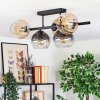 Ripoll ceiling light, globe light Amber, clear, Smoke-coloured, 5-light sources