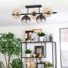Ripoll ceiling light, globe light Amber, clear, Smoke-coloured, 5-light sources
