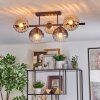 Ripoll ceiling light, globe light Amber, clear, Smoke-coloured, 5-light sources