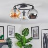 Koyoto ceiling light, globe light 37 cm Amber, chrome, clear, Smoke-coloured, 3-light sources