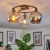 Koyoto ceiling light, globe light 37 cm Amber, chrome, clear, Smoke-coloured, 3-light sources