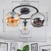 Koyoto ceiling light, globe light 37 cm Amber, chrome, clear, Smoke-coloured, 3-light sources