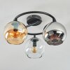 Koyoto ceiling light, globe light 37 cm Amber, chrome, clear, Smoke-coloured, 3-light sources