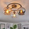 Koyoto ceiling light, globe light 37 cm Amber, chrome, clear, Smoke-coloured, 3-light sources