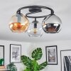 Koyoto ceiling light, globe light 37 cm Amber, chrome, clear, Smoke-coloured, 3-light sources