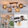 Koyoto ceiling light, globe light Amber, chrome, clear, Smoke-coloured, 5-light sources