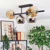Koyoto ceiling light, globe light Amber, chrome, Smoke-coloured, 5-light sources