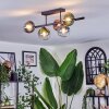 Chehalis ceiling light, globe light blue, green, clear, coppery, 5-light sources