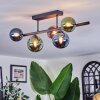 Chehalis ceiling light, globe light blue, green, coppery, 5-light sources