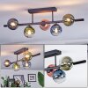 Chehalis ceiling light, globe light blue, green, clear, coppery, 5-light sources