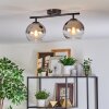 Koyoto ceiling light, globe light chrome, clear, Smoke-coloured, 2-light sources