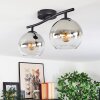 Koyoto ceiling light, globe light chrome, clear, Smoke-coloured, 2-light sources