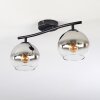 Koyoto ceiling light, globe light chrome, clear, Smoke-coloured, 2-light sources