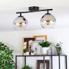 Koyoto ceiling light, globe light chrome, clear, Smoke-coloured, 2-light sources
