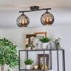 Koyoto ceiling light, globe light chrome, Smoke-coloured, 2-light sources