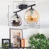 Koyoto ceiling light, globe light Amber, Smoke-coloured, 2-light sources