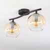 Koyoto ceiling light, globe light Amber, clear, 2-light sources