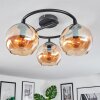 Koyoto ceiling light, globe light 37 cm Amber, 3-light sources